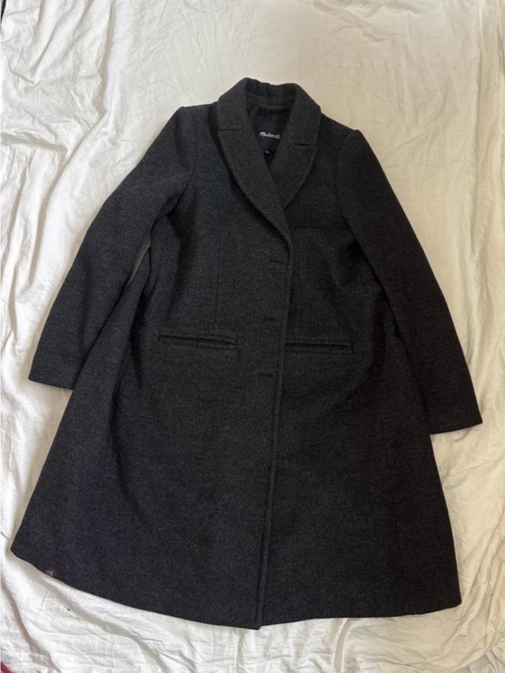 Madewell Charcoal Gray Wool Blend Shawl Collar Long Coat